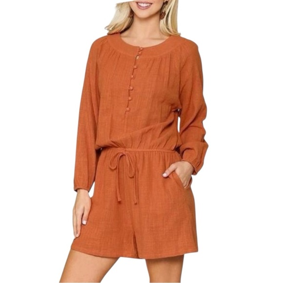🌹NWT:GIGIO PUMPKIN PEASENT BUTTON DOWN ROMPER - Picture 1 of 10